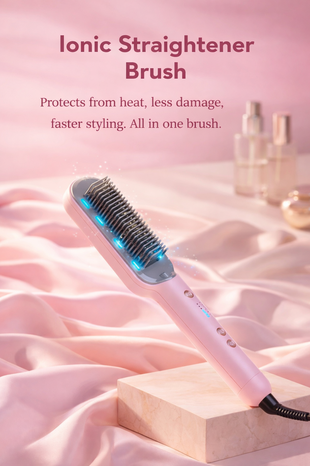 Rechargeable Hot brush Hair Straightener | 3-in-1 Styling Tool | wireless