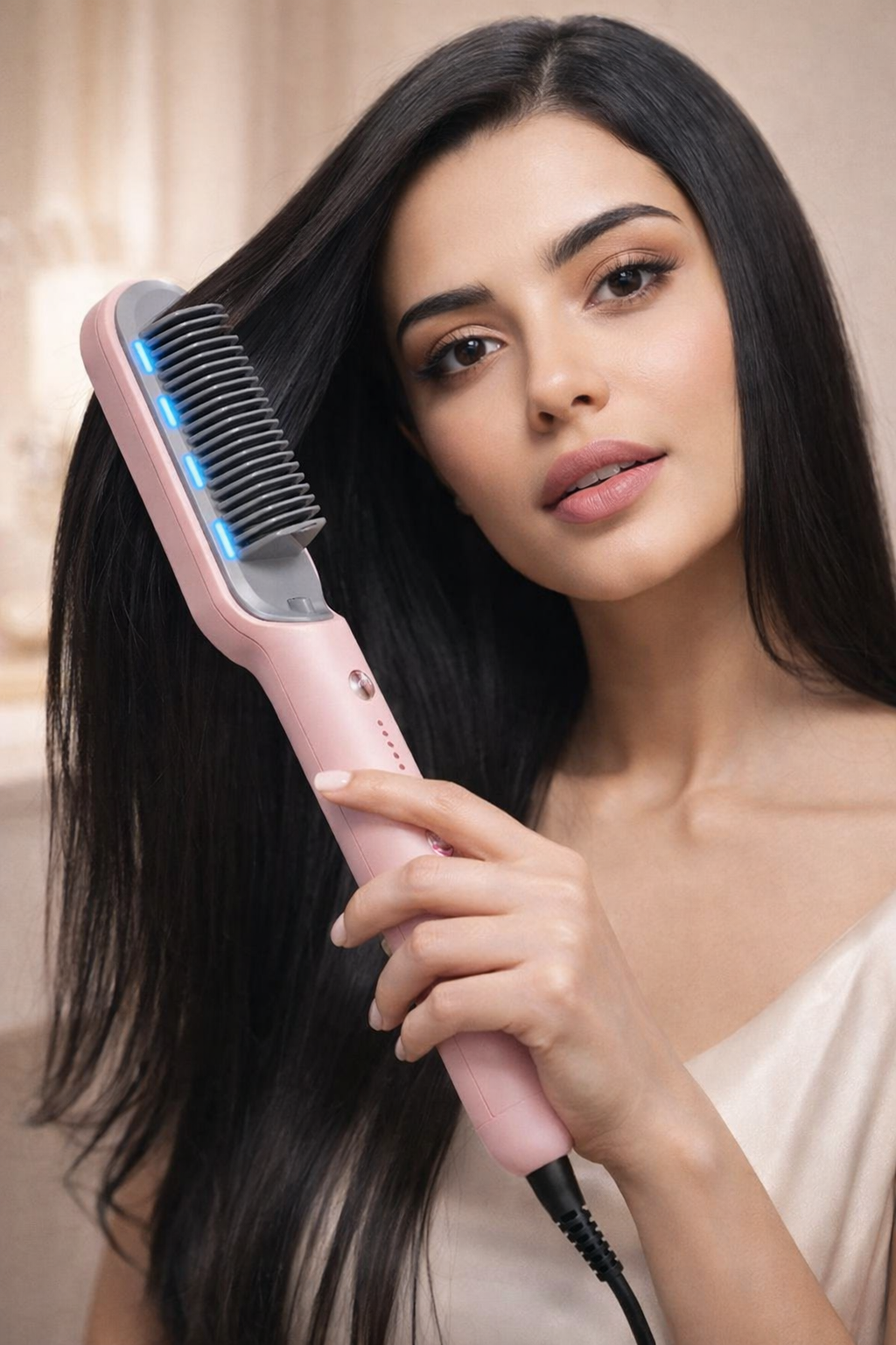 Rechargeable Hot brush Hair Straightener | 3-in-1 Styling Tool | wireless
